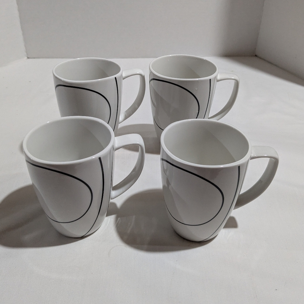 Corelle Coordinates Simple Lines Coffee Mugs Set Of 4 Porcelain 12 Oz
